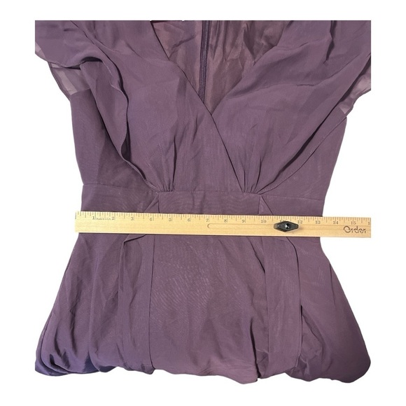 JJ's House A-line V-Neck Floor-Length Chiffon Bridesmaid Dress Plum Size 2 RG1 - Picture 4 of 6